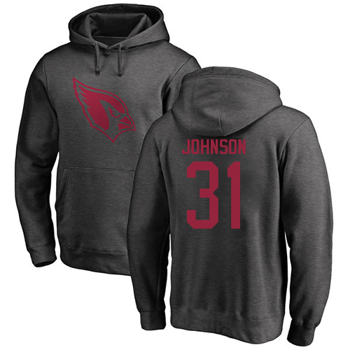 Arizona Cardinals Men Ash David Johnson One Color NFL Football #31 Pullover Hoodie Sweatshirts->arizona cardinals->NFL Jersey